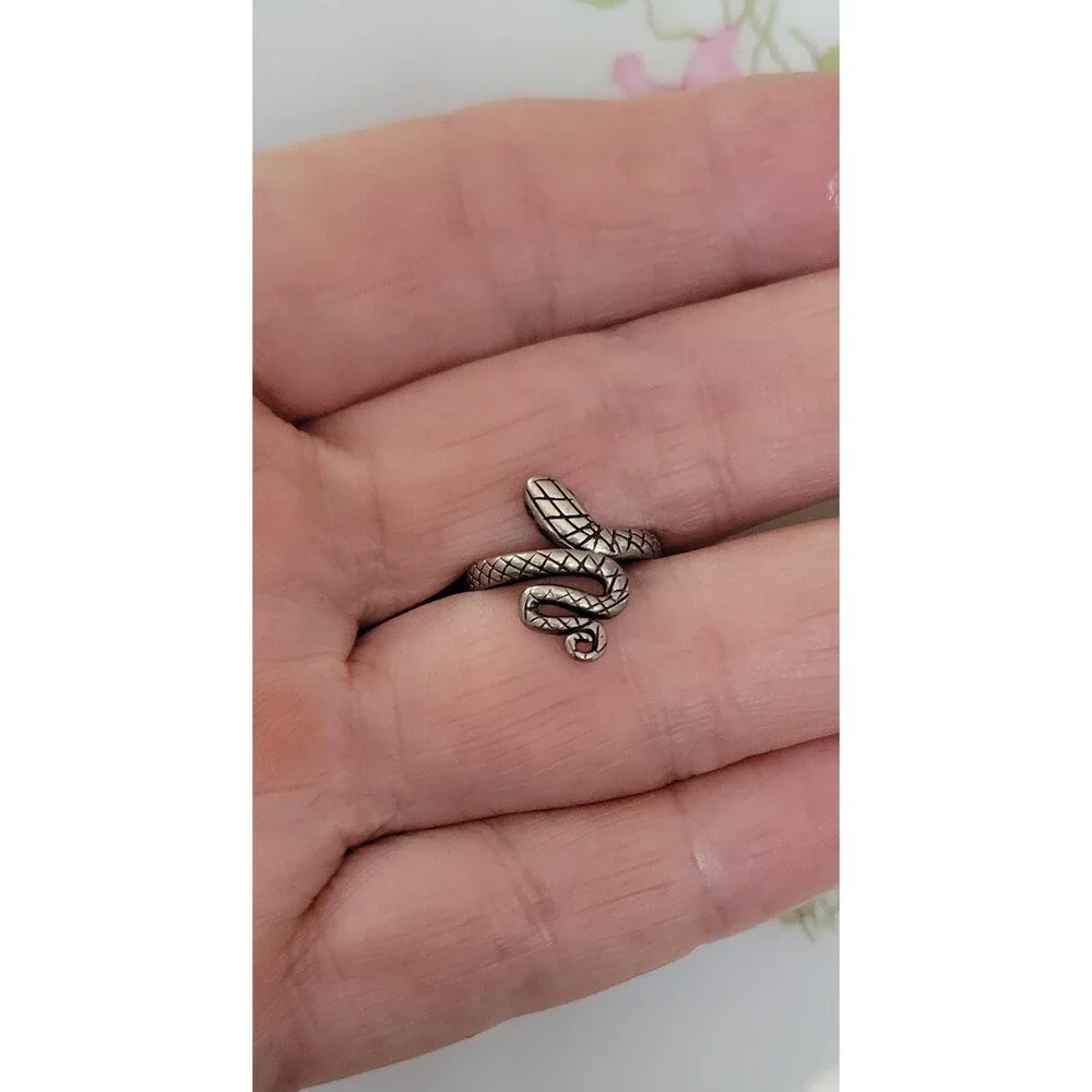 Sterling Silver Snake Ring - Size Adjustable 4 to 6